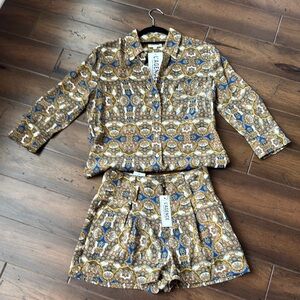 L'AGENCE silk blouse and shorts